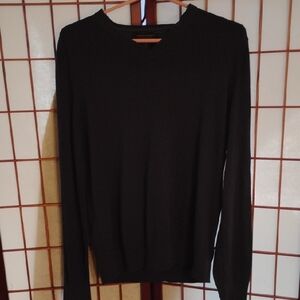Banana Republic Black V-Neck Sweater with Textured Knit